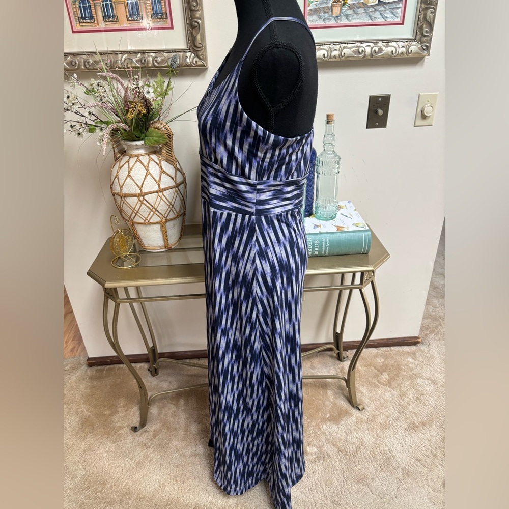 EDDIE BAUER Blue TRAVEX Travel Sleeveless Racer Back Stretch Maxi Dress Size M - Picture 4 of 11